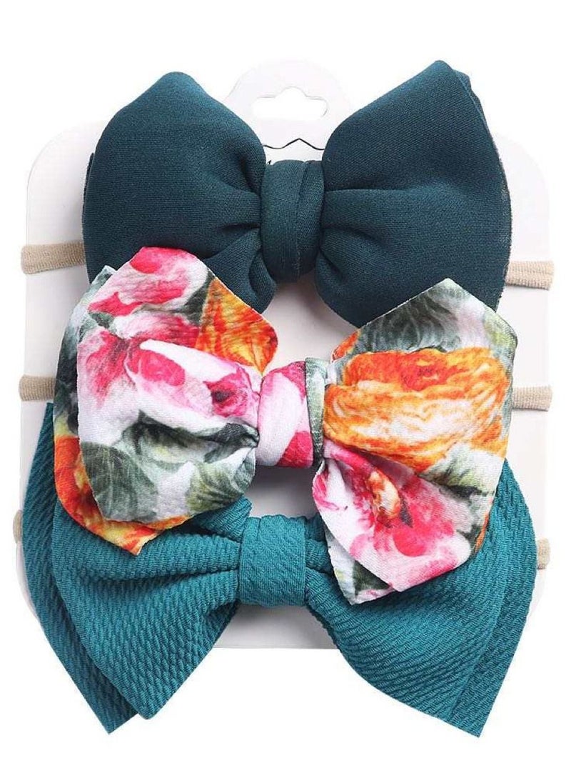 The Girl Cap The Girl Cap Elastic Baby Headband Stretchable Nylon Assorted Hairbands Hair Accessories for Baby -  Green  - 3PCs  - Image 1