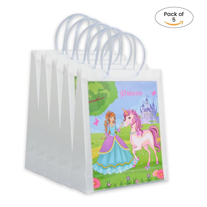 ARTEK Premium Princess Kids Gift Bags - (Pack of 5) | Eco-Friendly Polypropylene Return Gift Bags | Sturdy Handle, Non-Tearable & Waterproof | Ideal for Return Gifts - 13 X 3.5 X 11 Inch - Image 5