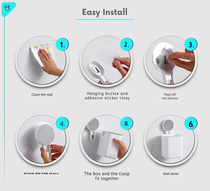 Gokharidi Toothpaste Holder Wall Mounted Multi funtion Holder Easy Wall Mount Magic Sticker Kitchen & Bathroom Storage Organizer Stationery Holder (White) - Image 3