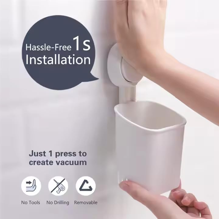 Gokharidi Toothpaste Holder Wall Mounted Multi funtion Holder Easy Wall Mount Magic Sticker Kitchen & Bathroom Storage Organizer Stationery Holder (White) - Image 4
