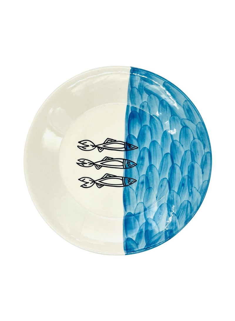 AKDC Round Ceramic Plate 28cm*3.5cm, Sardine Blue - Image 1
