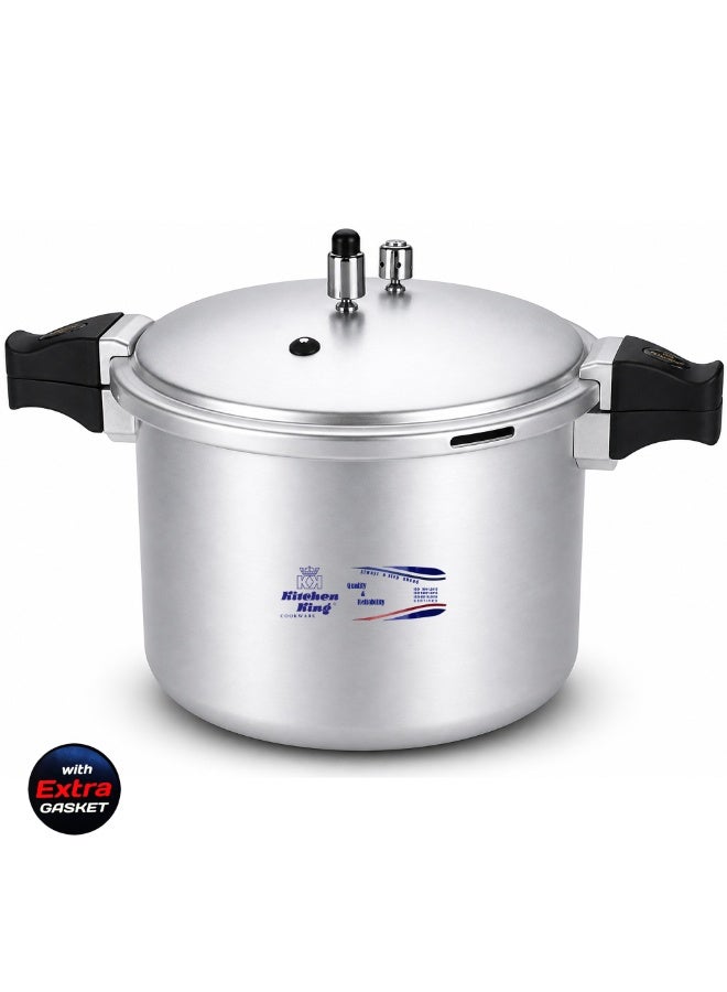 Kitchen King 25Liters Kitchen King Blaze Commercial Pressure Cooker, 25 Liter, Heavy-Duty Satin Finish Aluminium Body, Secure Locking Lid, Large Capacity Cooker for Bulk Cooking & Events Silver - Image 1