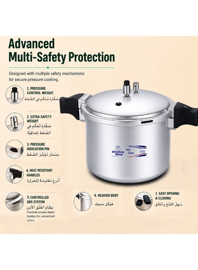 Kitchen King 25Liters Kitchen King Blaze Commercial Pressure Cooker, 25 Liter, Heavy-Duty Satin Finish Aluminium Body, Secure Locking Lid, Large Capacity Cooker for Bulk Cooking & Events Silver - Image 5