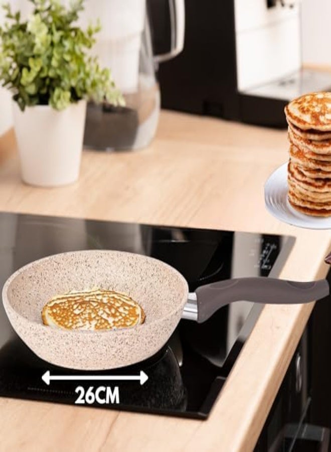 AKDC Falez Granitec Frying Pan, 26 Cm Diameter, Creamy - Image 4