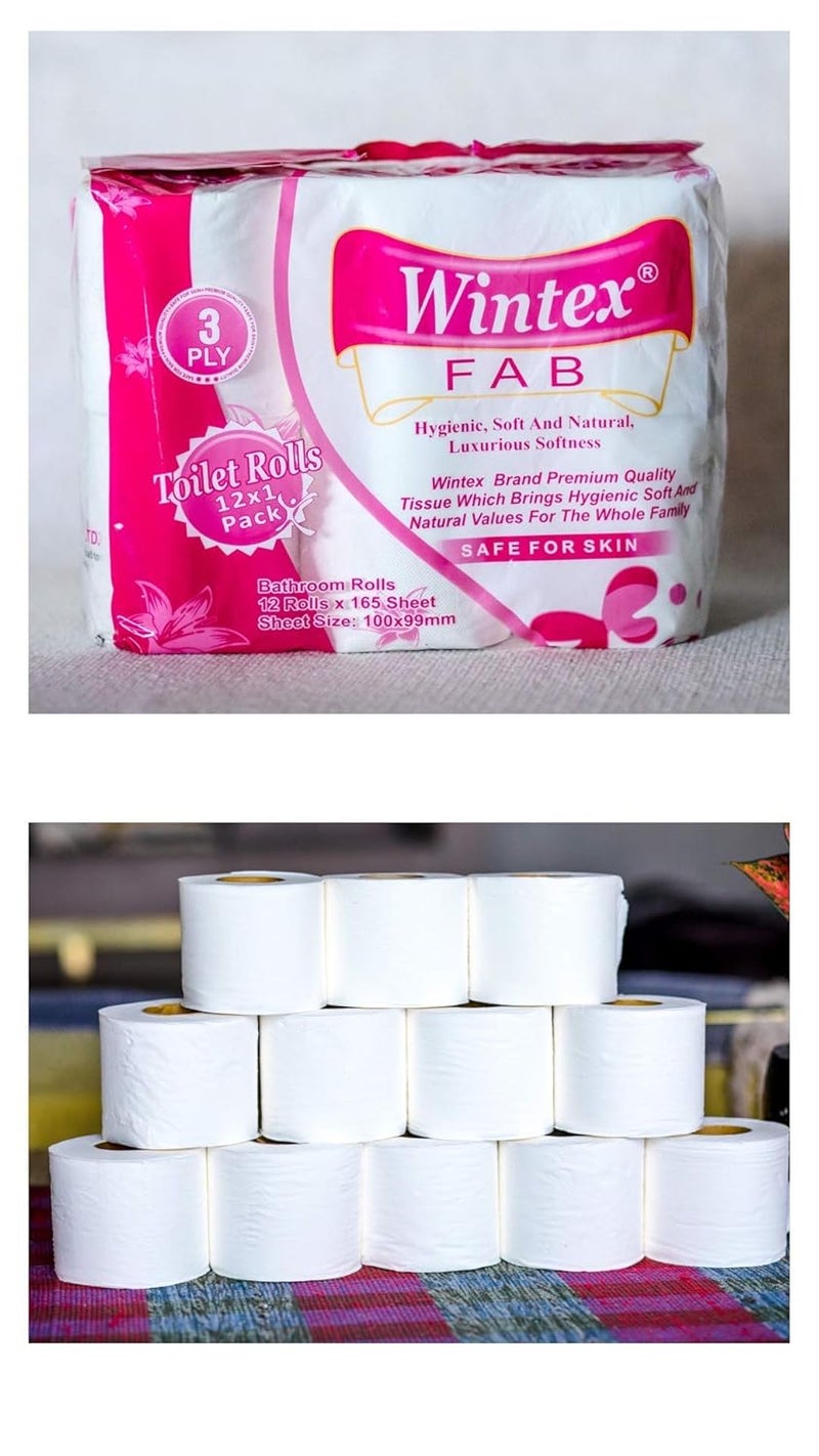 WINTEX FAB 3 Ply Toilet Bathroom Paper Rolls (Total 12 Rolls) - Image 5