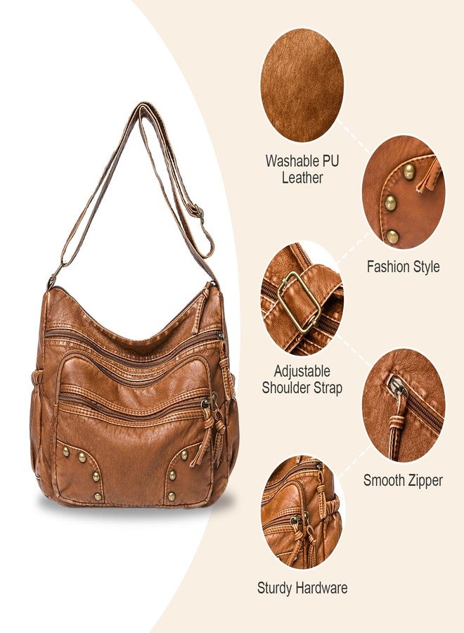 WITERY Soft PU Leather Shoulder Bag - Lightweight Multi Pocket Purse Pocketbooks for Women, Ladies Medium Crossbody Purse and Handbags Hobo Tote Bag Messenger Bags for Everyday Use/Shopping/Travel - Image 4