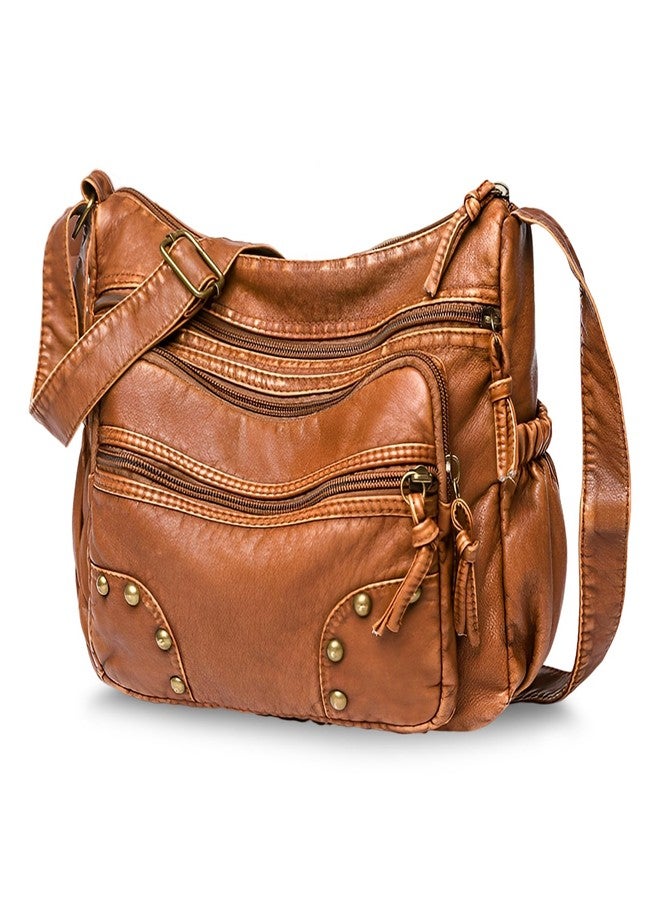 WITERY Soft PU Leather Shoulder Bag - Lightweight Multi Pocket Purse Pocketbooks for Women, Ladies Medium Crossbody Purse and Handbags Hobo Tote Bag Messenger Bags for Everyday Use/Shopping/Travel - Image 1