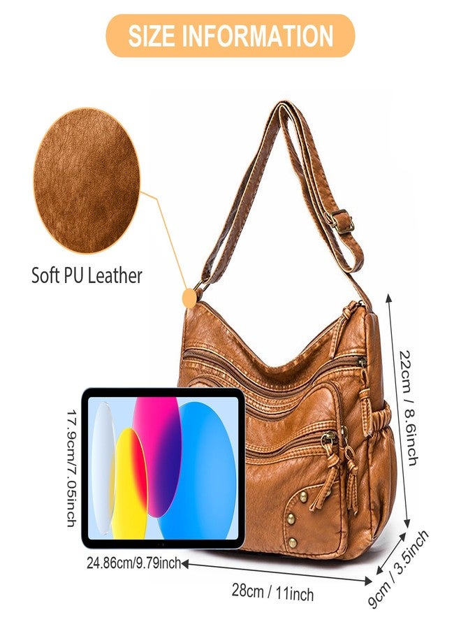 WITERY Soft PU Leather Shoulder Bag - Lightweight Multi Pocket Purse Pocketbooks for Women, Ladies Medium Crossbody Purse and Handbags Hobo Tote Bag Messenger Bags for Everyday Use/Shopping/Travel - Image 3