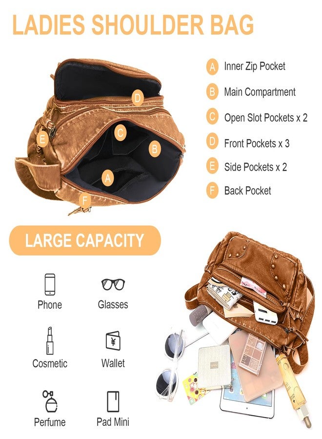WITERY Soft PU Leather Shoulder Bag - Lightweight Multi Pocket Purse Pocketbooks for Women, Ladies Medium Crossbody Purse and Handbags Hobo Tote Bag Messenger Bags for Everyday Use/Shopping/Travel - Image 5