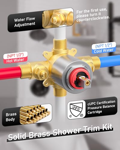 WOWOW Brushed Nickel Shower Tub Kit Brass Shower Faucet Set with Tub Spout and 6Inch Rain Shower Head Single Handle Tub and Shower Trim Kit Shower Valve Include - Image 3