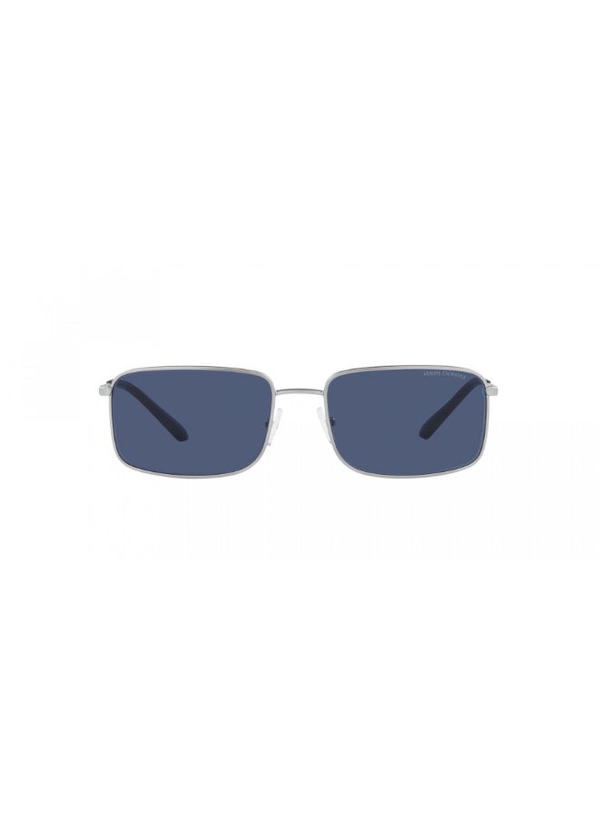 Armani Exchange - نظارات شمسية معدنية للرجال 2044S - حجم العدسة: 58 مم - فضي غير لامع - Image 1