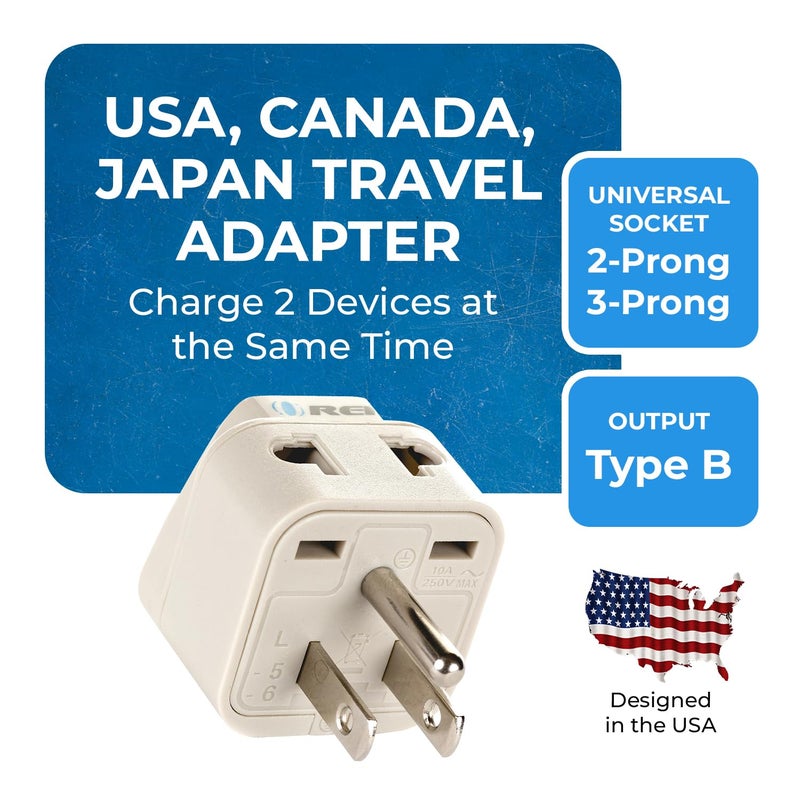 OREI Orei India US Converter Plug India to USA Philippines Canada Travel Adapter Type B Plug 2 in 1 Perfect for Laptop Camera Charger and More CE RoHS 4 Pack Beige  - Image 2