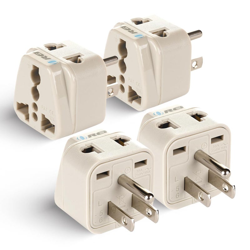 OREI Orei India US Converter Plug India to USA Philippines Canada Travel Adapter Type B Plug 2 in 1 Perfect for Laptop Camera Charger and More CE RoHS 4 Pack Beige  - Image 1