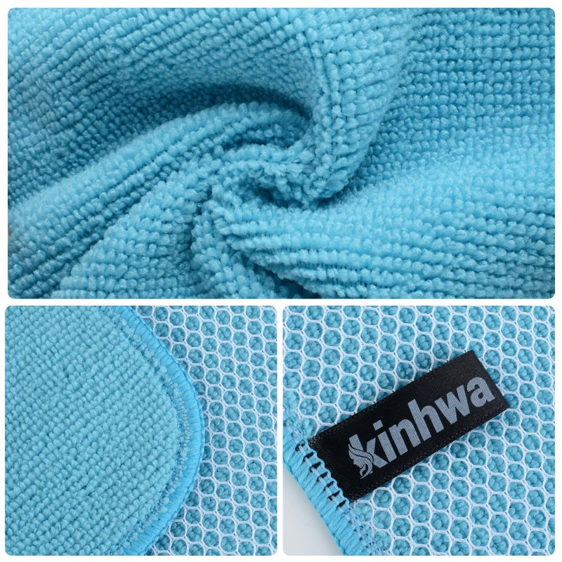 KinHwa Kitchen Washcloths for Dishes Absorbent Microfiber Dish Cloths Quick Dry Dish Rags with Poly Scour Scrub Side Ideal for Kitchen Cleaning (Mixing Colors #1, 7inchx7inch 9 Pack) - Image 5
