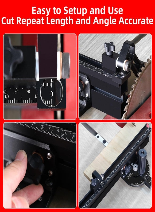 GOINGMAKE Portable Table Saw Miter Gauge with 460mm Fence and Multifunction Flip Stop and Positive Angle Stops, Miter Gauge for Table Saw Accessories, for Woodworking Cuts, Fits 3/4"x3/8" Slot - Image 5