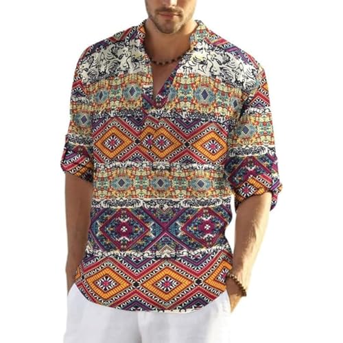 Bellstone Men's Polycotton Regular Regular Fit Kurta (Kurta1400_Yellow Print_XL - Image 1