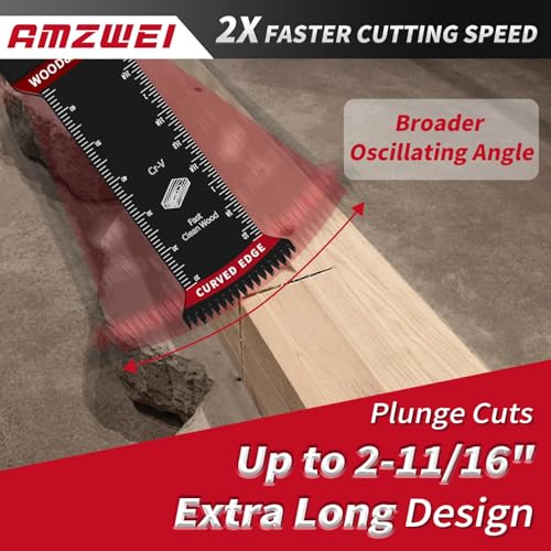 AMZWEI 20 Pcs Extra Long Titanium Oscillating Tool Blades & Japanese Teeth, Curved Edge Multitool Blades for Metal, Wood, Plastic, Oscillating Saw Blades Compatible with Dewalt Bosch Milwaukee Ryobi - Image 5