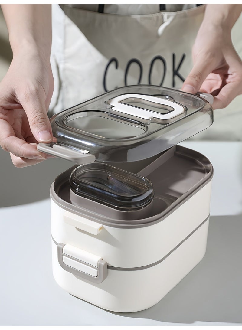 BS 2-Layer Bento Box Lunch Box | Microwave-Safe | Leak-Proof Food Container with Stackable Design | For Kids and Adults | Suitable for Back to School, Office, Camping | Gray (700ml+400ml) - Image 5