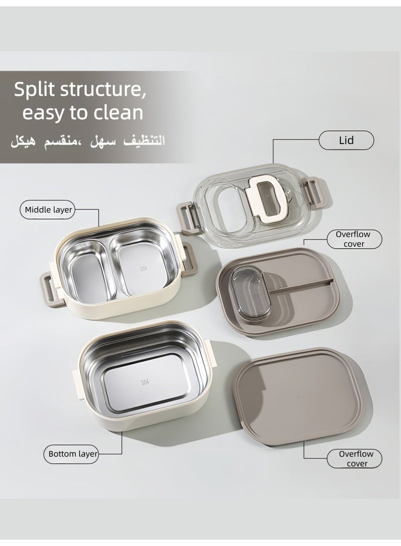 BS 2-Layer Bento Box Lunch Box | Microwave-Safe | Leak-Proof Food Container with Stackable Design | For Kids and Adults | Suitable for Back to School, Office, Camping | Gray (700ml+400ml) - Image 4