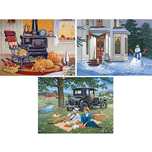 Bits and Pieces – Value Set of Three Large 300 Piece Jigsaw Puzzles for Adults – Seasons Themed Jigsaw Puzzles Designed by Artist John Sloane, Completed Puzzle Size: 18" x 24" - Image 2