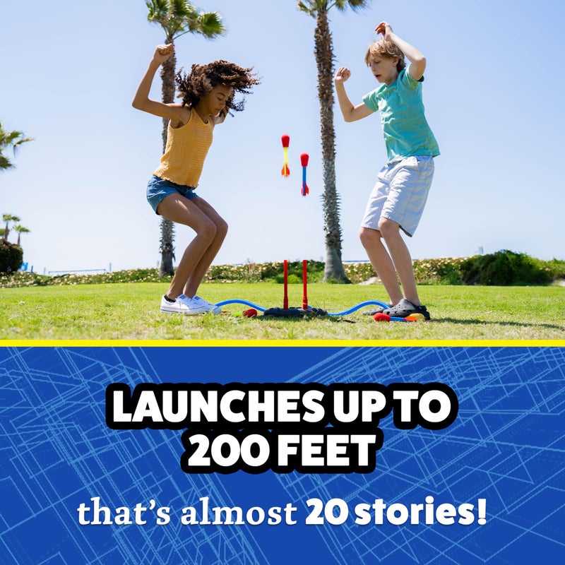 Stomp Rocket Original Dueling Rocket Launcher for Kids, 4 Rockets - Fun Backyard & Outdoor Kids Toys Gifts for Boys & Girls - Toy Foam Blaster Set Soars 200ft - Multi-Player Launcher Stand - Image 3
