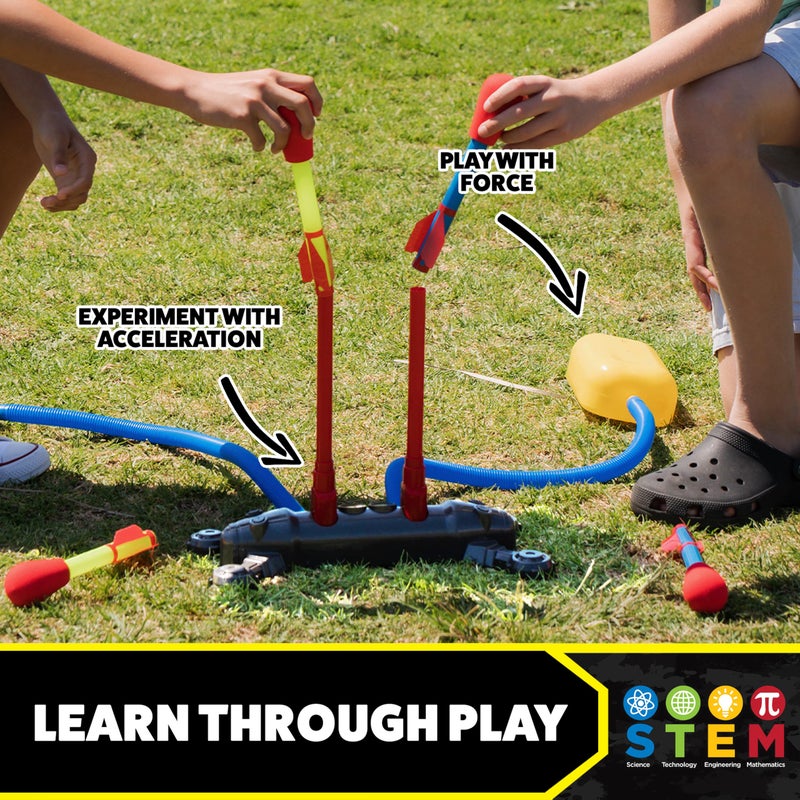 Stomp Rocket Original Dueling Rocket Launcher for Kids, 4 Rockets - Fun Backyard & Outdoor Kids Toys Gifts for Boys & Girls - Toy Foam Blaster Set Soars 200ft - Multi-Player Launcher Stand - Image 4