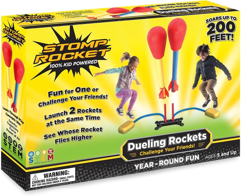 Stomp Rocket Original Dueling Rocket Launcher for Kids, 4 Rockets - Fun Backyard & Outdoor Kids Toys Gifts for Boys & Girls - Toy Foam Blaster Set Soars 200ft - Multi-Player Launcher Stand - Image 1