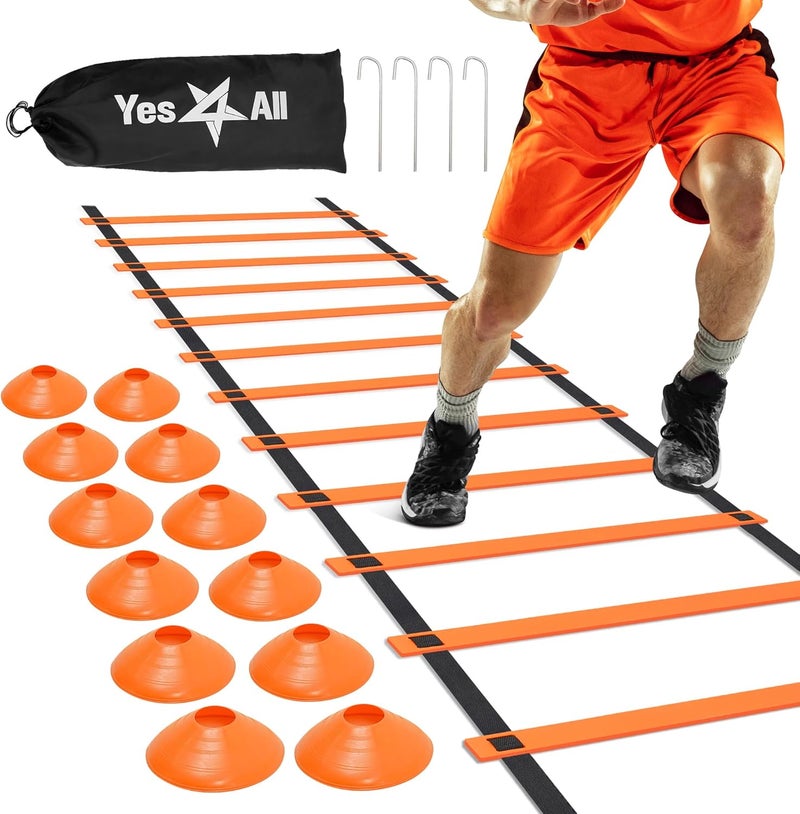 Yes4All Agility Ladder – Adjustable Speed & Agility Training Equipment for All Ages – Durable, Portable, Multiple Combo Sets Available - Image 1