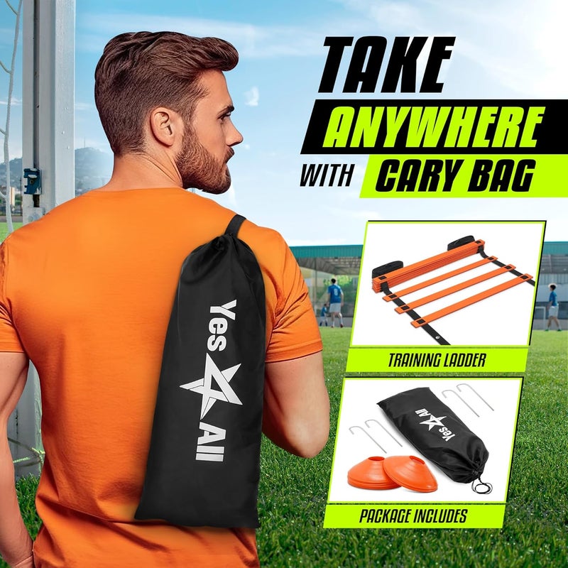 Yes4All Agility Ladder – Adjustable Speed & Agility Training Equipment for All Ages – Durable, Portable, Multiple Combo Sets Available - Image 4