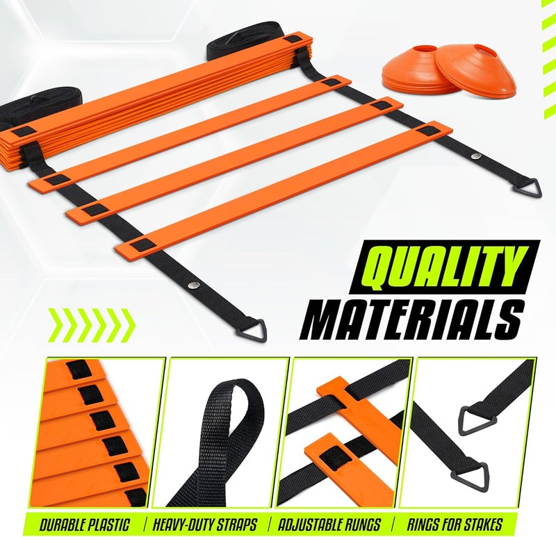 Yes4All Agility Ladder – Adjustable Speed & Agility Training Equipment for All Ages – Durable, Portable, Multiple Combo Sets Available - Image 3