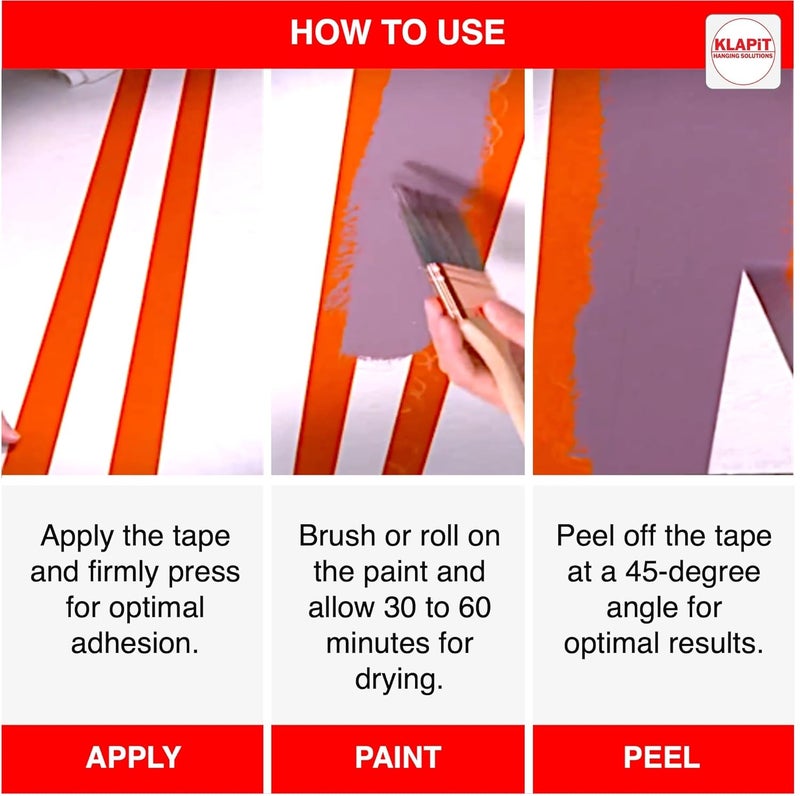 KLAPiT Waterproof Masking Tape | 24mm x 50m | Premium Washi Painter’s Tape for Precise Masking, Indoor & Outdoor Painting, Industrial Use, Art, Craft & DIY Projects - Red, 1 Roll - Image 5