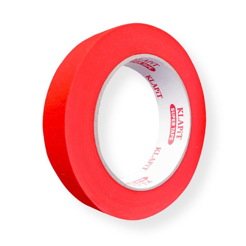 KLAPiT Waterproof Masking Tape | 24mm x 50m | Premium Washi Painter’s Tape for Precise Masking, Indoor & Outdoor Painting, Industrial Use, Art, Craft & DIY Projects - Red, 1 Roll - Image 1