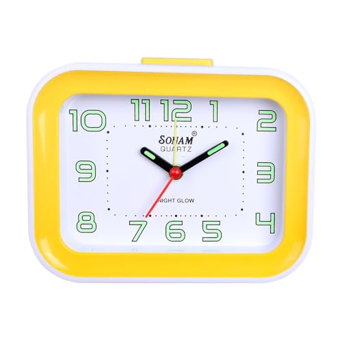 Sonam Table Clock Alarm Clock for Students 1 Year Warranty, 14x10 cm (Yellow) - Image 1