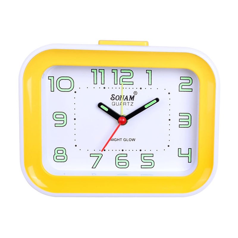 Sonam Table Clock Alarm Clock for Students 1 Year Warranty, 14x10 cm (Yellow) - Image 5