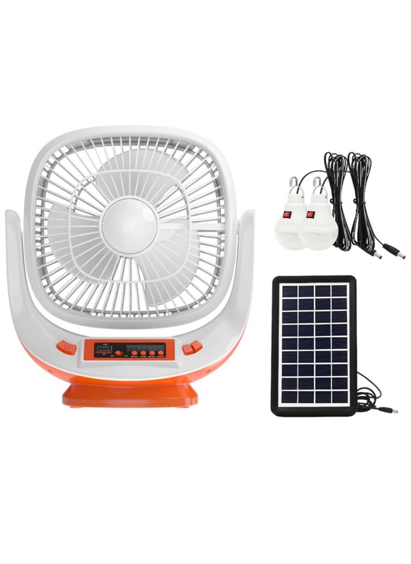 Easy Power Portable Mini 8 Inch Solar Charging Fan, LED Emergency Light with Solar Panel For Home And Outside Used  - Image 1