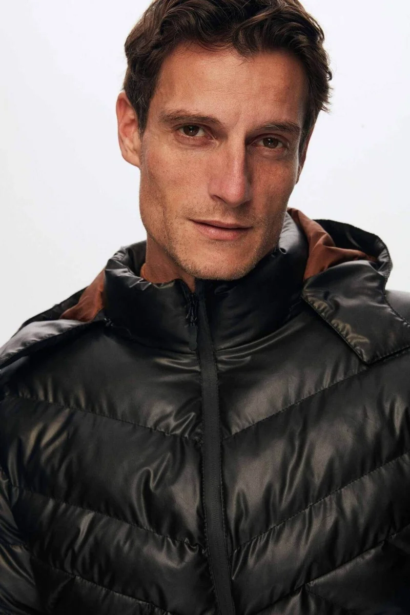 دي أس دامات Slim Fit Brown Water Repellent Windproof Fiber Filled Leather Look Removable Cap 1HF07ORT01910