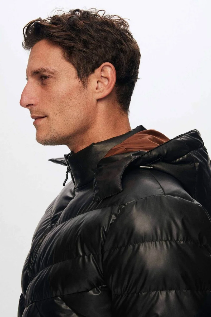 دي أس دامات Slim Fit Brown Water Repellent Windproof Fiber Filled Leather Look Removable Cap 1HF07ORT01910