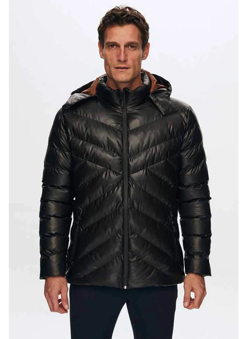 دي أس دامات Slim Fit Brown Water Repellent Windproof Fiber Filled Leather Look Removable Cap 1HF07ORT01910
