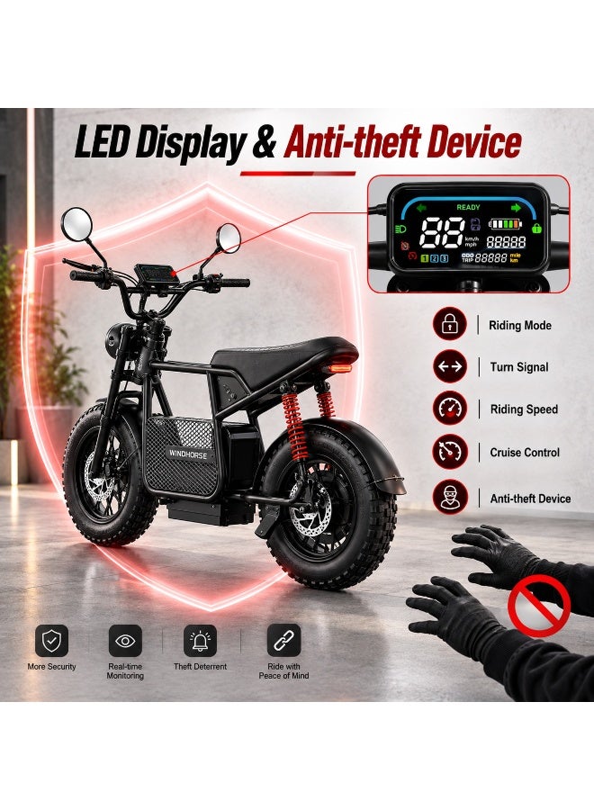 Wind Horse Windhorse D1 Electric Scooter | 750W Motor (1500W Peak), 31 Miles Range, 20 MPH Top Speed, 16" x 3.0" Fat Tires, Dual Suspension & Bluetooth Speaker - Image 5