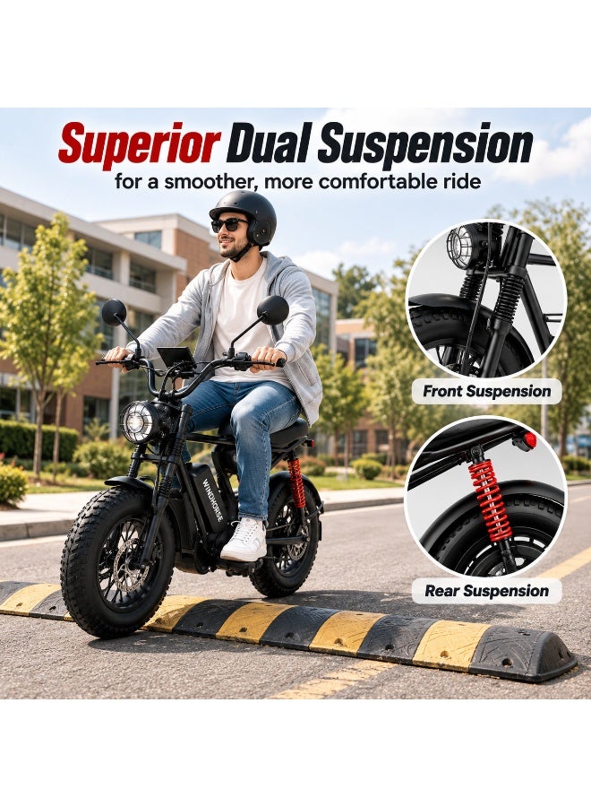Wind Horse Windhorse D1 Electric Scooter | 750W Motor (1500W Peak), 31 Miles Range, 20 MPH Top Speed, 16" x 3.0" Fat Tires, Dual Suspension & Bluetooth Speaker - Image 4