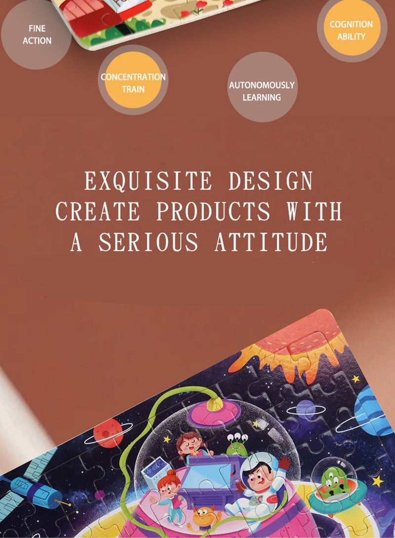 Children's Educational Wooden Cartoon Zoo Series Jigsaw Puzzles Suitable Gift Bag Pack - Image 3