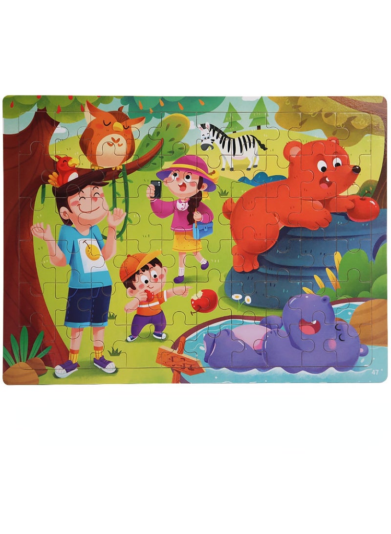 Children's Educational Wooden Cartoon Zoo Series Jigsaw Puzzles Suitable Gift Bag Pack - Image 1