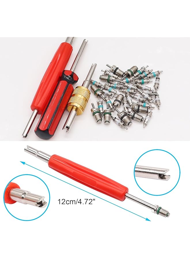 Excefore 39Pcs Air Conditioning Valve Core Kit, R12 R134A Schrader Valve Stem Cores For Car & Home Ac, Includes Single & Dual Heads Valve Core Remover Installer Tool - Image 5