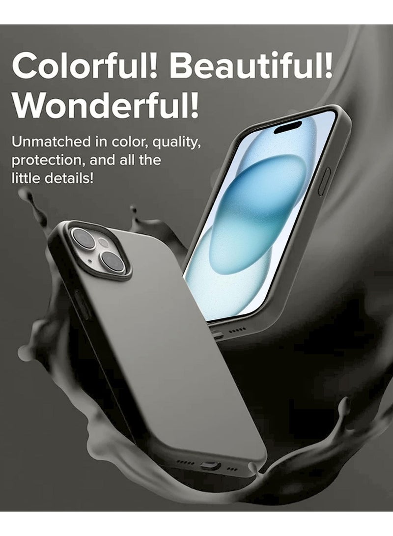 Techie Soft Smooth Silicone Back Cover Case with Built-in Magnetic, inner side Microfiber Lining for Apple iPhone 15 Plus  – Grey - Image 2