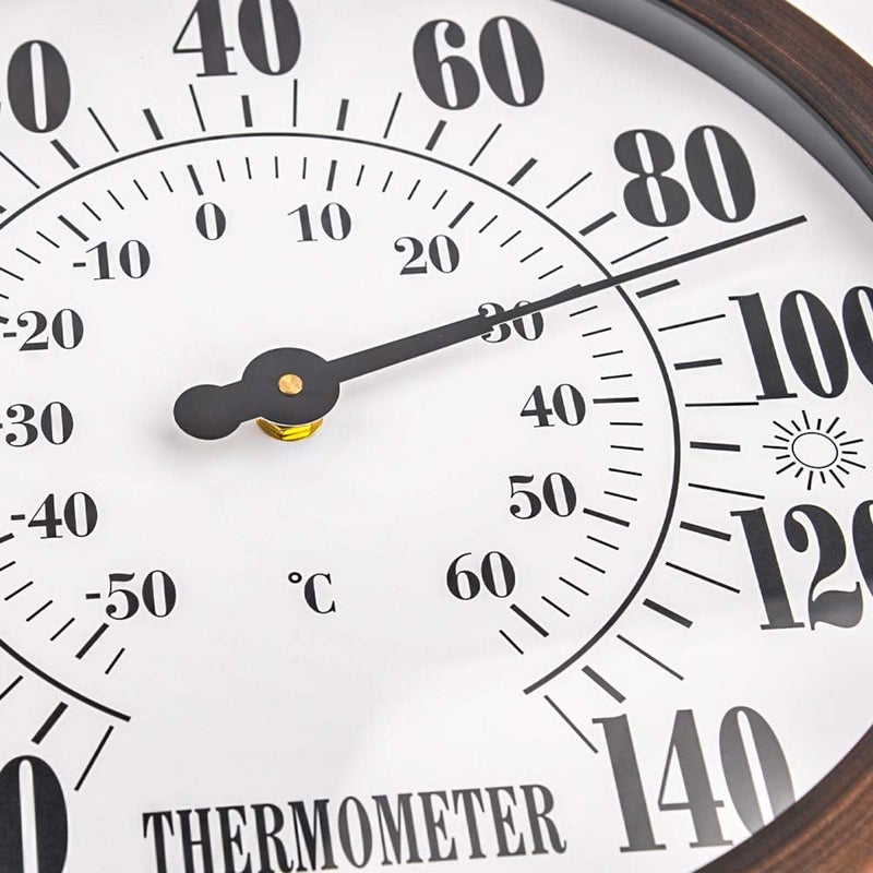 Lirches 12" Large Outdoor Thermometer - Garden Thermometer Outdoor Decorative, Weather Thermometer Indoor Outdoor with Stainless Steel Enclosure, No Battery Needed - Image 2