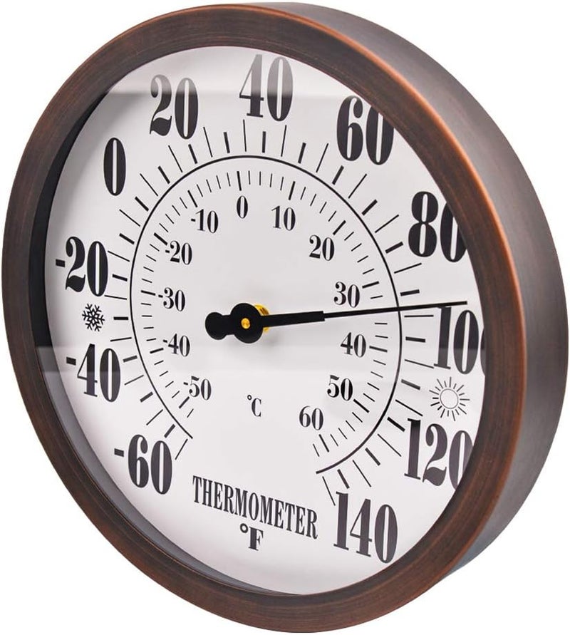 Lirches 12" Large Outdoor Thermometer - Garden Thermometer Outdoor Decorative, Weather Thermometer Indoor Outdoor with Stainless Steel Enclosure, No Battery Needed - Image 4