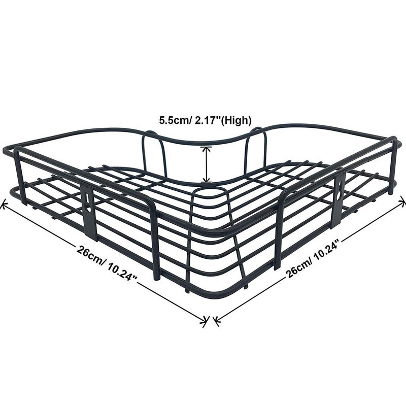 DHARMINSON Stainless Steel Bathroom Corner Shelf Organizer Storage Hanging Shower Caddy Rack for Bathroom || Self-Adhesive Wall Mounted Corner Shower Caddy for Bathroom and Kitchen - Black (Pack 1) - Image 1