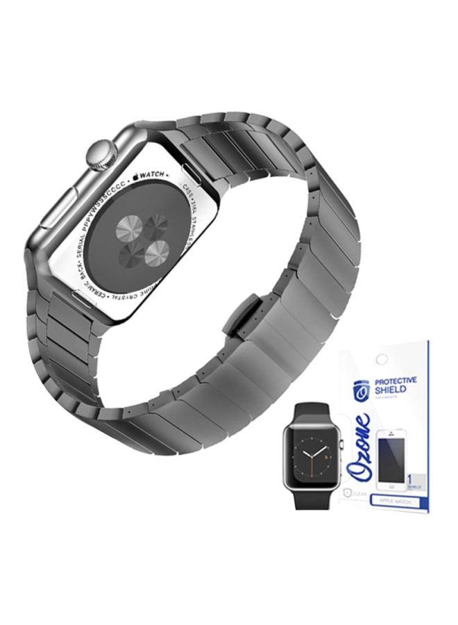 NIBEMINENT Stainless Steel Band Strap With Screen Protector For 42mm Apple Watch Grey - Image 1