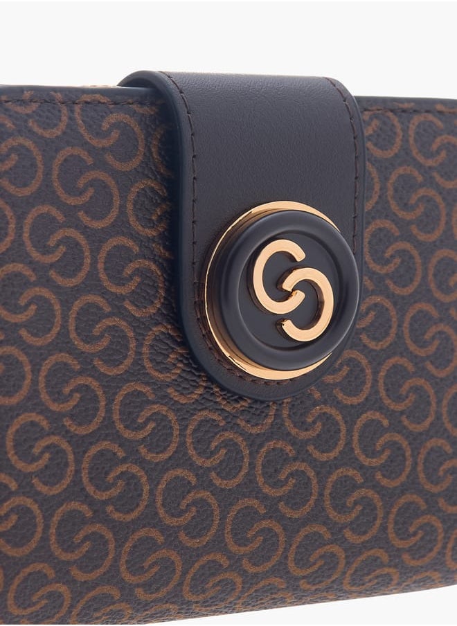 Celeste Women Monogram Print Zip Around Wallet with Flap Closure  - Image 3