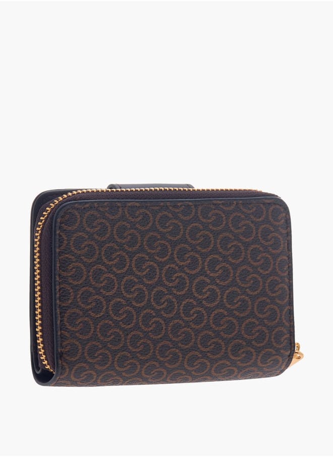 Celeste Women Monogram Print Zip Around Wallet with Flap Closure  - Image 2
